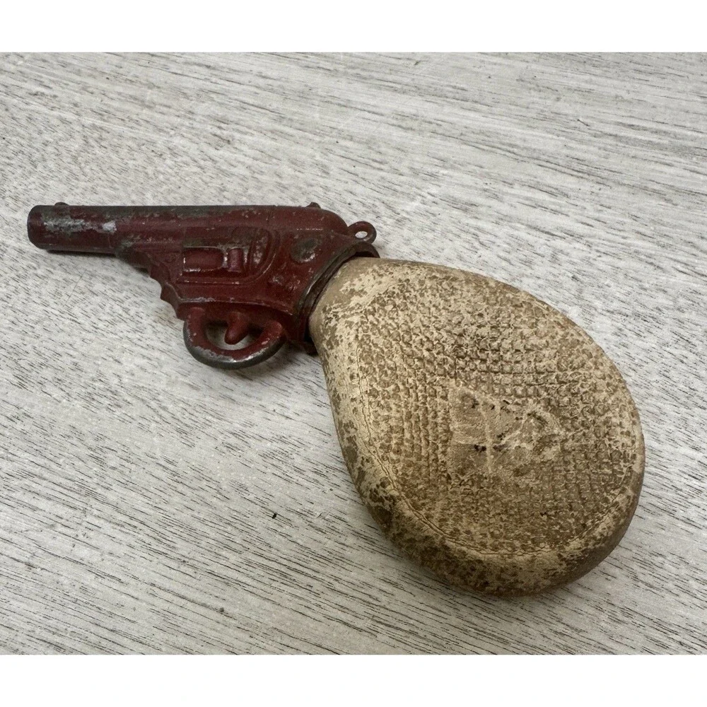 Vintage DieCast Metal-Rubber Bulb Water Gun - Decorative Antique Toy Collectible